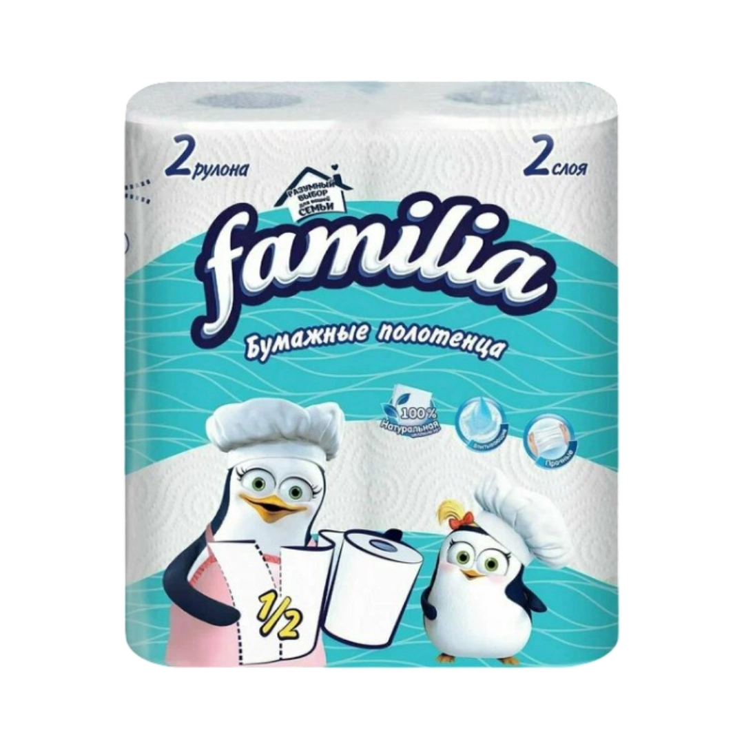 Бумажные полотенца Familia 2 слоя 2 рулона