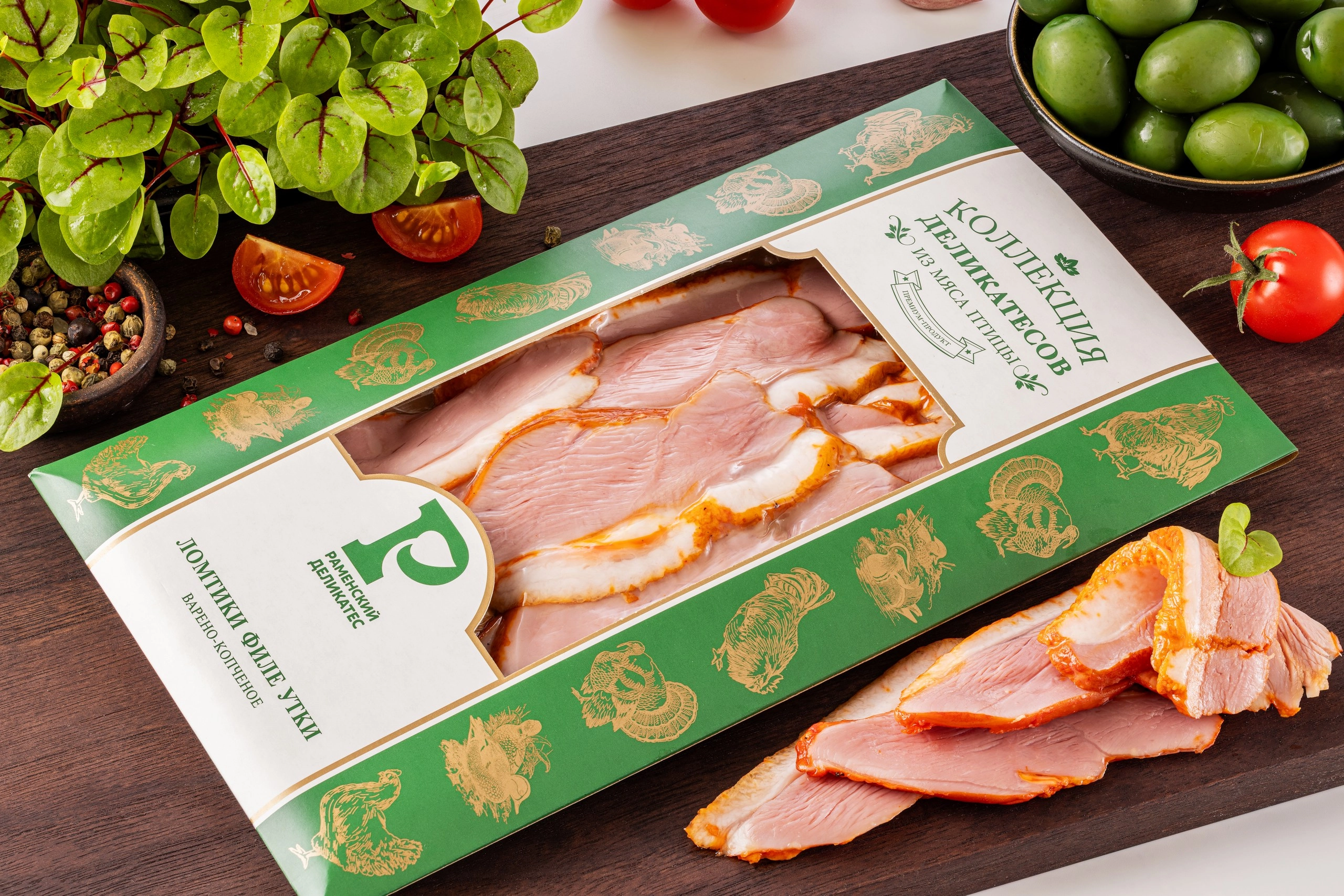 Филе утки копчено-вареное нарезка 150 г