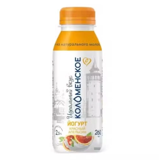 Йогурт Коломенский питьевой Красный апельсин с мдж 2.5% 260 г