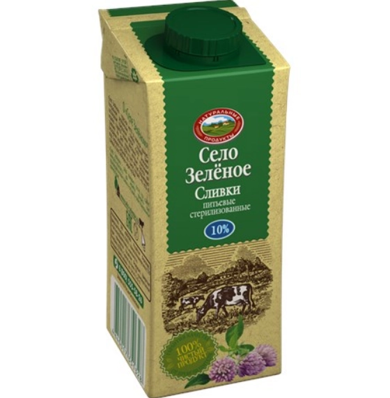 Сливки Село Зелёное стерилизованные 10% 200 мл